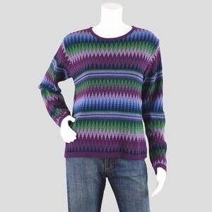Liz Claiborne Vintage 90s Purple Chevron Sweater Women's Small - Medium